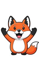 Fototapeta premium Cartoon Fox Character with Raised Paws.