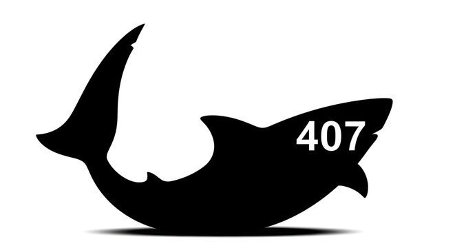 Black whale silhouette with number.
