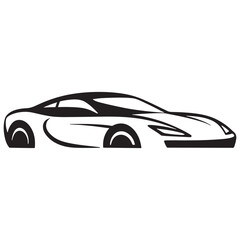 Minimalist line-art sports car vector illustration
