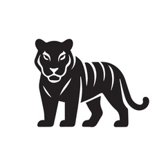 Obraz premium Black and White Tiger Silhouette Icon Vector