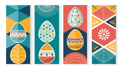 Fototapeta premium Vibrant easter egg designs with geometric patterns and floral motifs celebrating spring and festive traditions