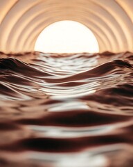 Abstract sunlit ocean waves with glowing horizon, dreamy minimal seascape
