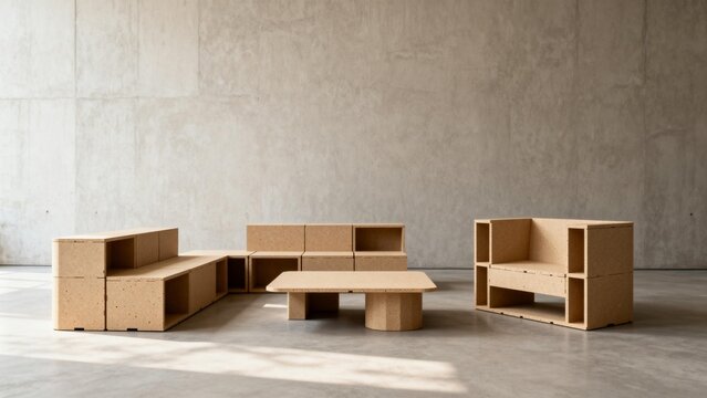 Modular cardboard furniture set