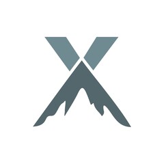 Letter X mountain logo icon isolated on white background