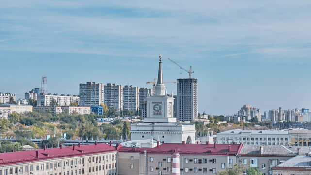 Volgograd Railway Station Spire in Stalinist Empire Style, Russia