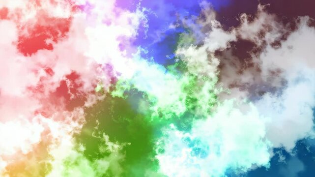 Vibrant colorful clouds with rainbow smoke textures and ethereal soft wispy elements in abstract space background