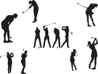 Naklejka premium A set of hockey player silhouette