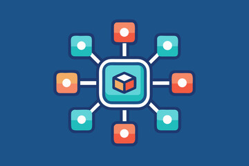 Fototapeta premium Central Hub Connecting Multiple Application Modules Icon