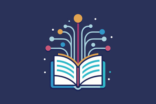 Open Book With Glowing Data Streams Icon