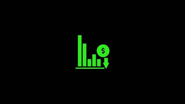 USD Rate Drop Graph Icon Animation Loop
