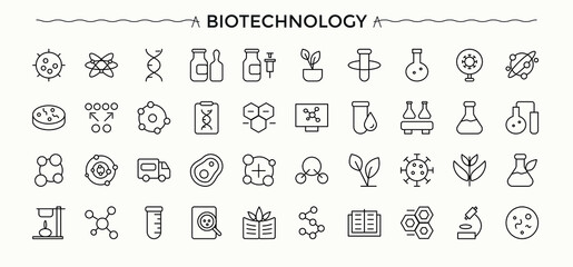 Biotechnology icon. Outline symbol collection. Experiment modern icon set. Contains outline symbols like scientist, chemist, research, chemistry lab, formula and more.