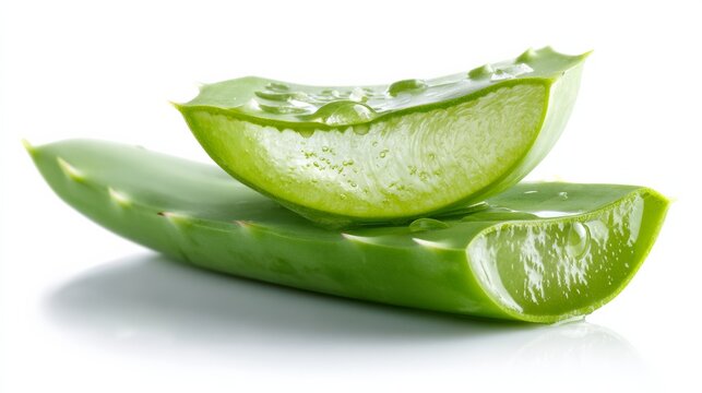 Aloe vera slice on white background	
