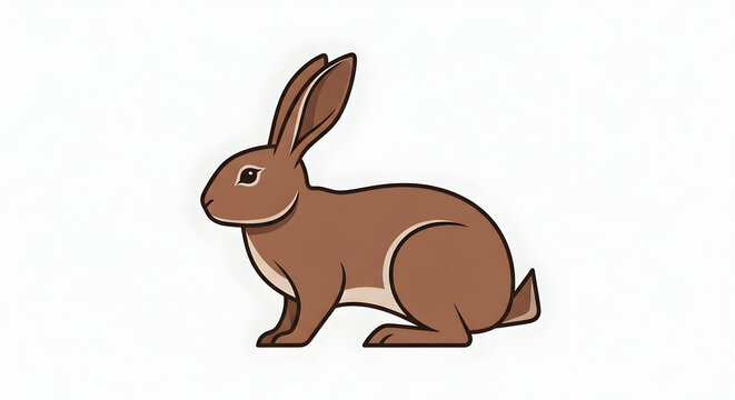 Brown Rabbit Cartoon on White Background