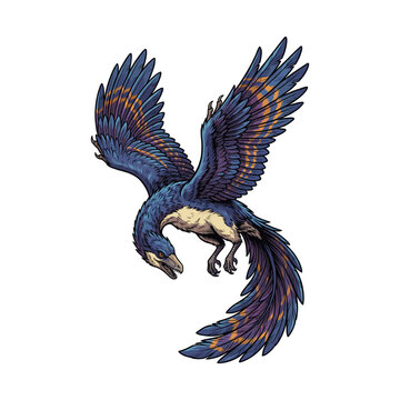 Flying Feathered Prehistoric Dinosaur Bird Art Print