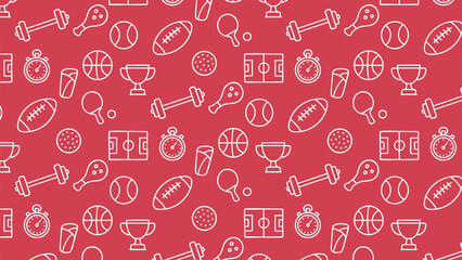 Naklejka premium Sports doodle vector pattern 