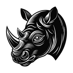 Black and white rhino head vector illustration © islam