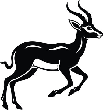 Black antelope running vector illustration