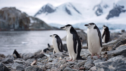 Fototapeta premium penguin on the rocks