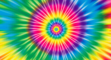 Vibrant psychedelic spiral pattern with colorful tie-dye effect.