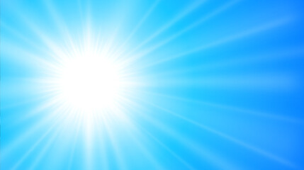 Fototapeta premium Sun and blue sky, spring and summer background, concept of beautiful clear weather and vacation time.