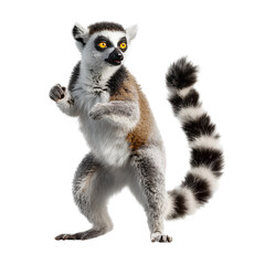 Fototapeta premium Ring-Tailed Lemur Walking Side View Isolated on Transparent Background