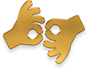 Luxury metallic gold hands icon for sign language interpreting and communication © titileedzs
