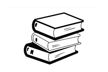 Stack of Books Simple Black and White Vector Illustration