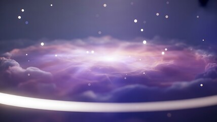Fototapeta premium Glowing purple and pink cloudy scene with white streak and stars in the night sky