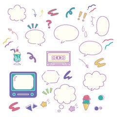 レトロポップな素材イラストセット