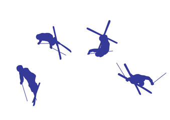 スキーモーグル回転連続イラスト