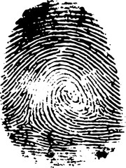 High contrast fingerprint whorl pattern in stencil style for art design
