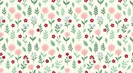 Hand_Drawn_Pastel_Pink_Daisy_and_Wildflower_Seamless_Pattern