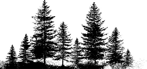 Forest canopy silhouette in stencil style for nature art and design