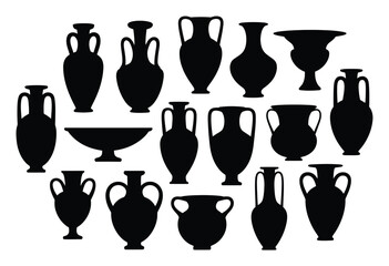 Ancient Greek Vase Silhouettes Vector Illustration © ThephotoLab