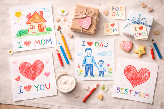 Making presents and cards for mom and dad