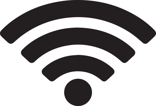 Minimal Flat Black Vector Icon of WiFi Signal Bars &ndash; Simple Solid Arcs &ndash; Transparent Background &ndash; SVG UI Design Symbol