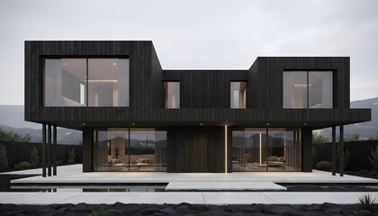 Fototapeta premium Charred Wood House Design 