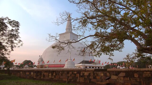 Evening at the old dagoba of Ruvanvelisey. Anuradhapura. Sri Lanka
