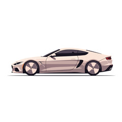 Modern white sports car in profile. Pixelated design. Isolated on white