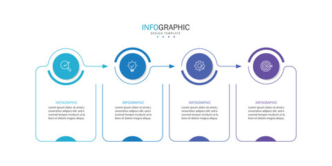 Business infographic template. 4 Step timeline journey. Process diagram, Infographic elements vector illustration. 