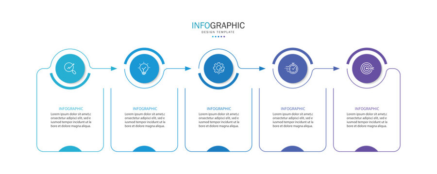Business infographic template. 5 Step timeline journey. Process diagram, Infographic elements vector illustration.	