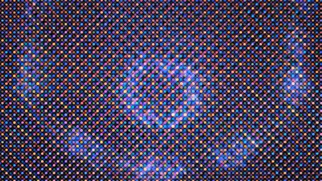 Vibrant digital background with a colorful pixel grid and subtle light effects.