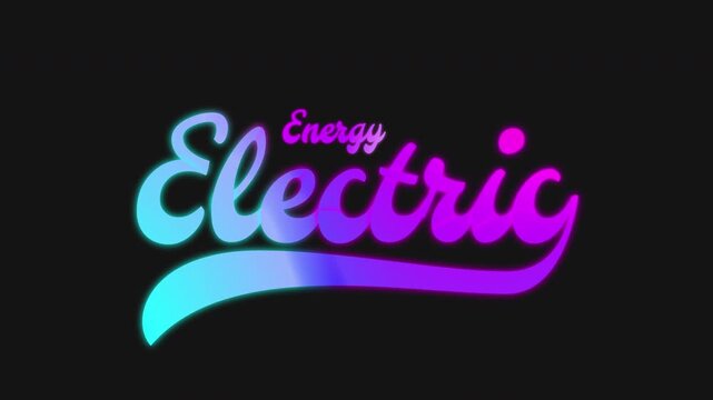 Vibrant Energy Electric neon gradient lettering animation with glowing underline on black background. Dynamic motivational typography intro for promo videos, fitness content and digital branding.