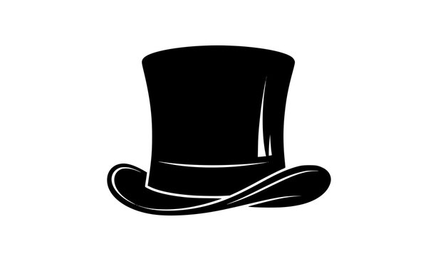 Decorative retro top hat silhouette vector illustration isolated on white
