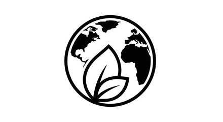 Obraz premium Earth Globe with Leaf Icon Symbol.