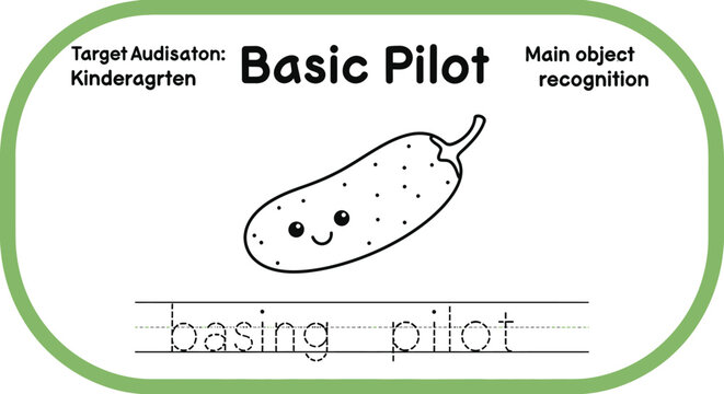 Cute Cucumber Drawing for Kindergarten Learning: Basic Pilot Object Recognition