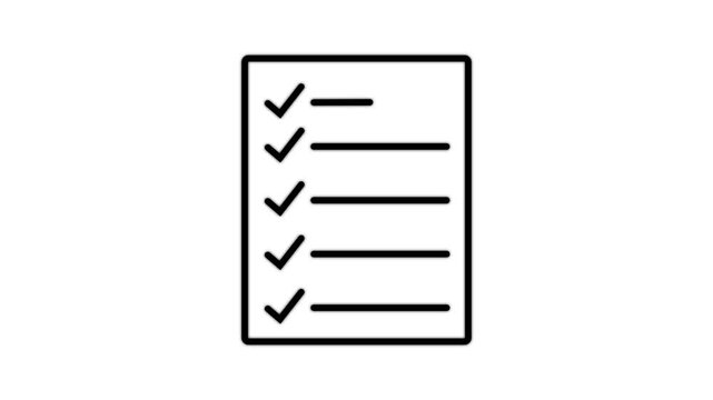 check list animated outline icon. Checklist line icon animation. document marking, mark icon.