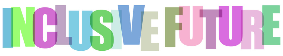 Colorful block letters spelling inclusive future on autism black background multicolored