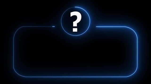 Abstract Neon Question Mark with Glowing Animation on Black Background.