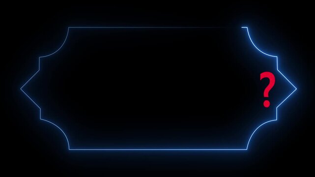 Abstract Neon Question Mark with Glowing Animation on Black Background.